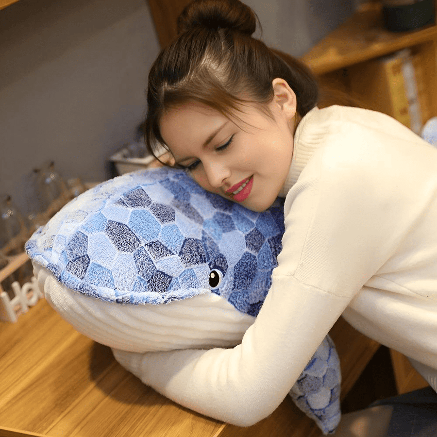 Pleuche géante de lit en forme de baleine grise