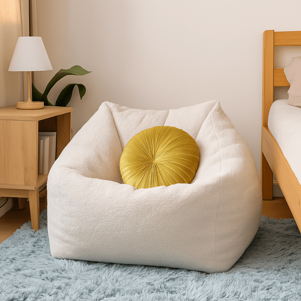 Pouf 85x85x60cm | Fausse Fourrure Cachemire