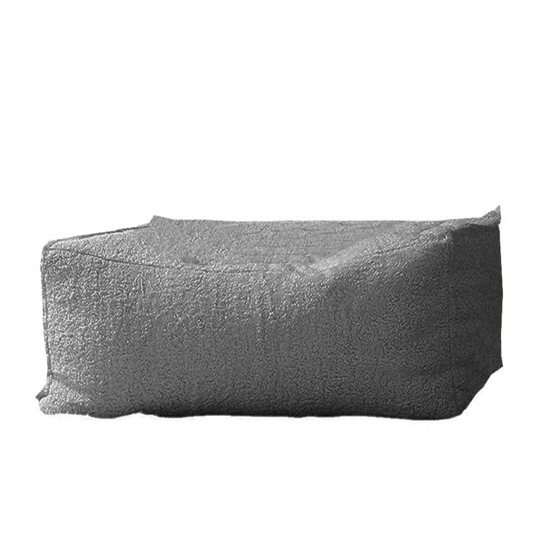Pouf 85x85x60cm | Fausse Fourrure Cachemire Repose pied gris