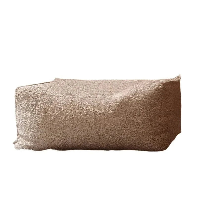Pouf 85x85x60cm | Fausse Fourrure Cachemire Repose pied khaki