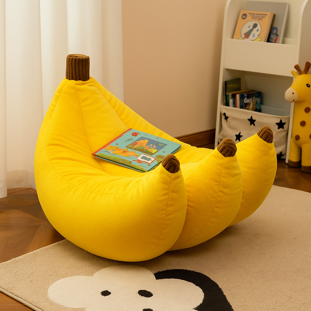 Canapé Pouf Banane Original | Velours Cristal & Design Fruité