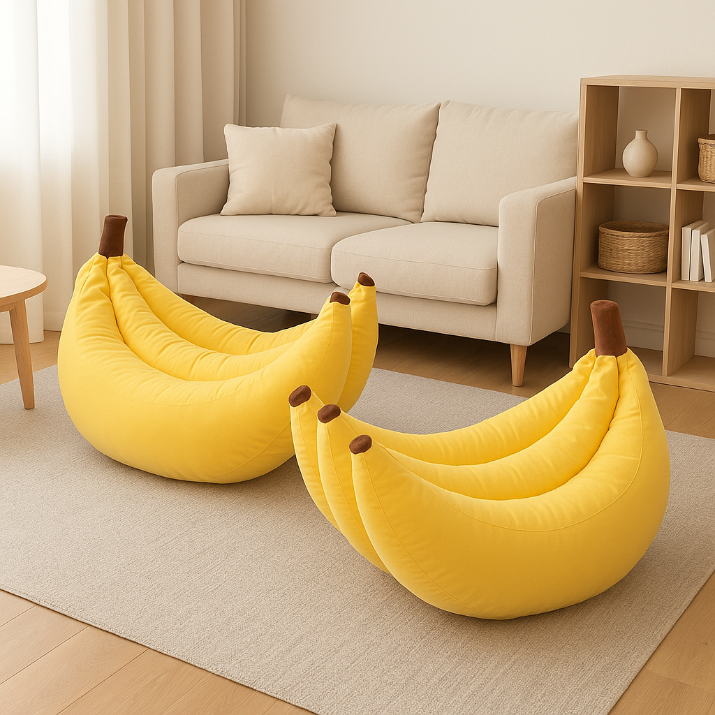 Canapé Pouf Banane Original | Velours Cristal & Design Fruité
