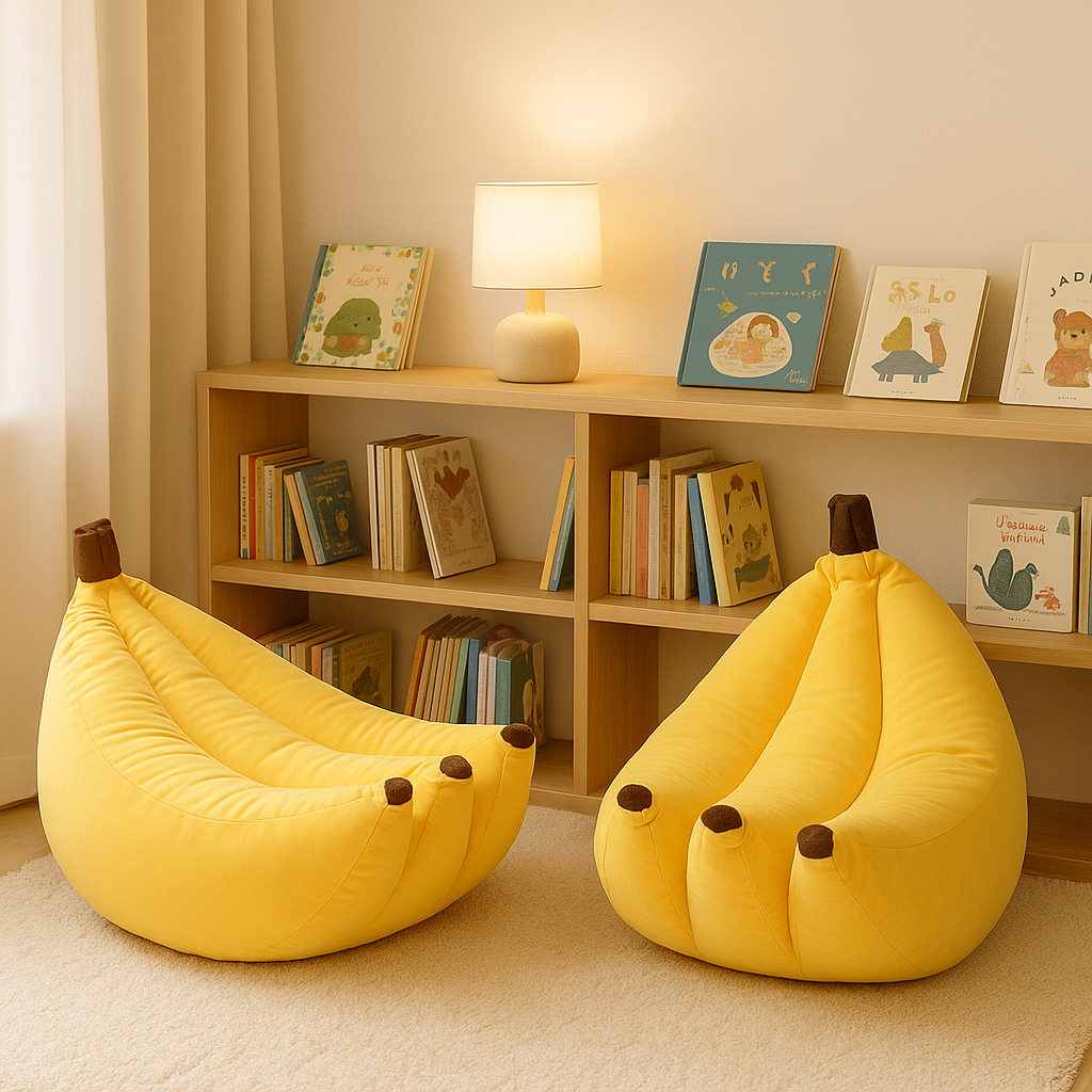 Canapé Pouf Banane Original | Velours Cristal & Design Fruité