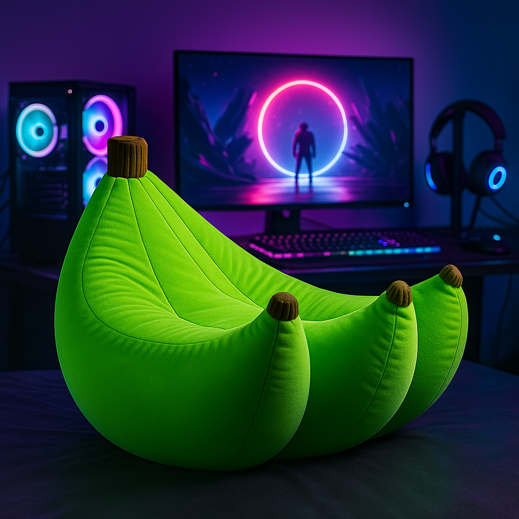 Canapé Pouf Banane Original | Velours Cristal & Design Fruité