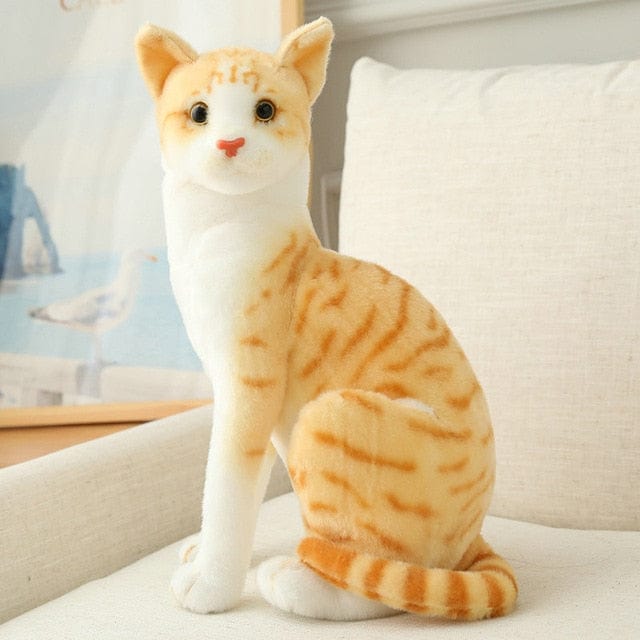 Statue chaton en peluche réaliste aux poils doux