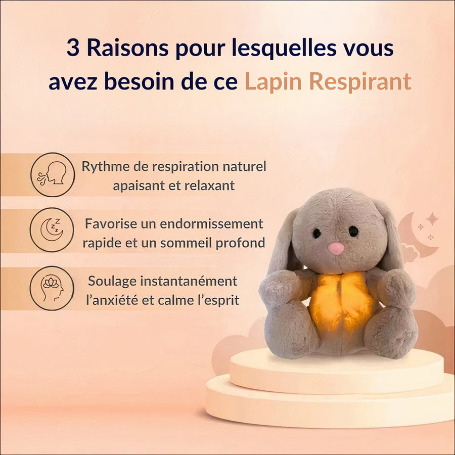 Peluche lapin qui respire avec berceuse apaisante