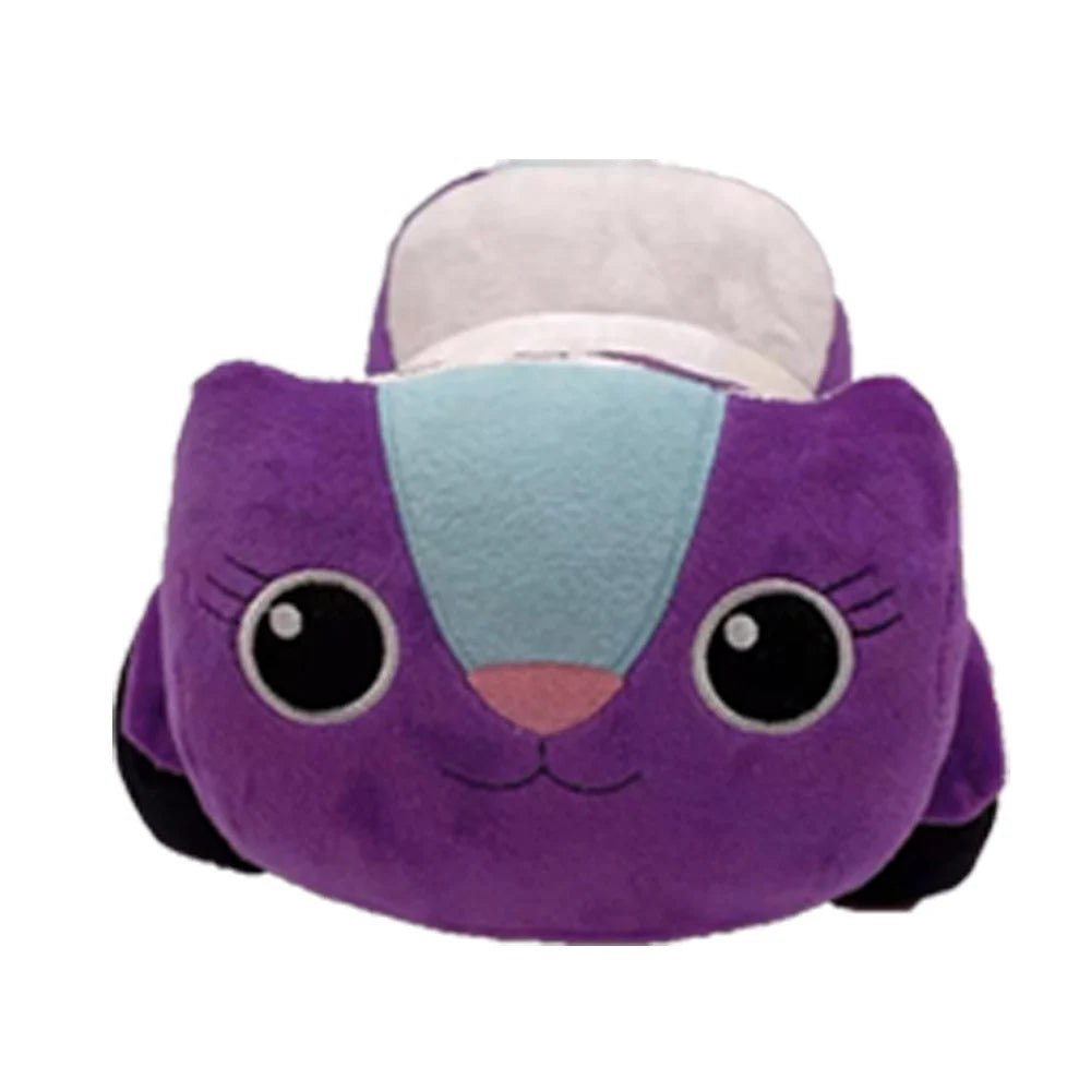 Peluche Chat Voiture Violette aux Grands Yeux 30 cm