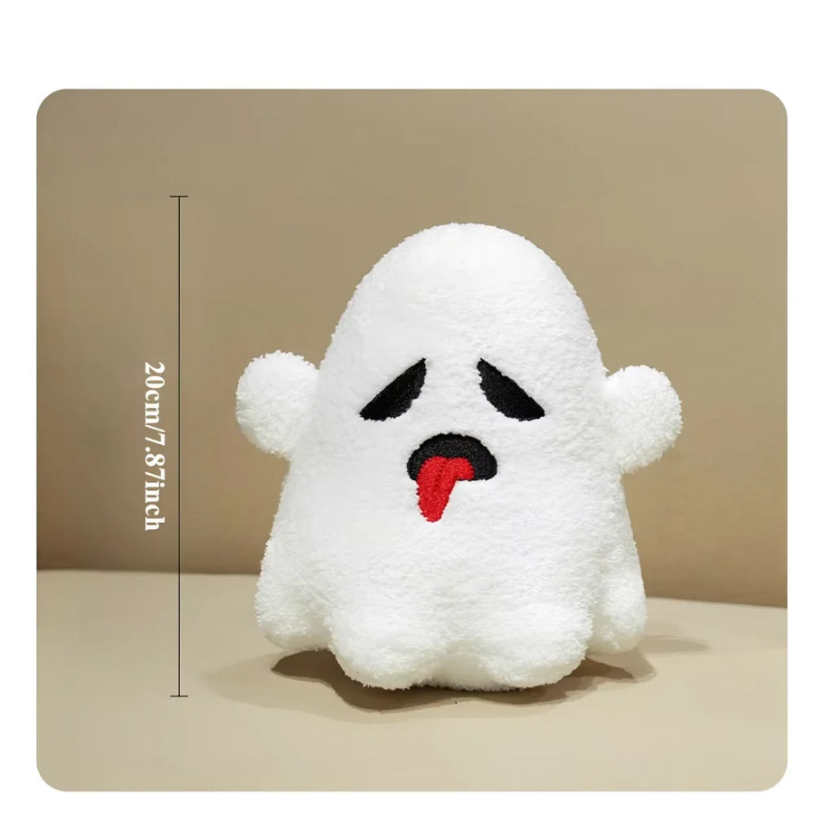 Peluche fantôme blanche, deux petits bras levés de chaque côté