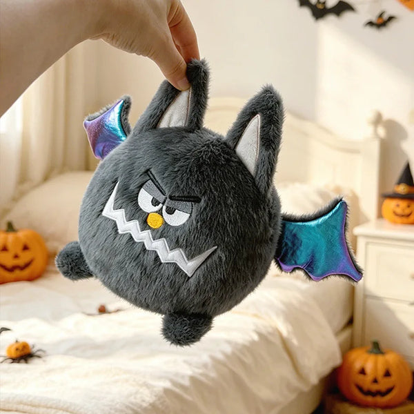 Peluche chauve-souris grise 16 cm, ailes bleu irisé déployées