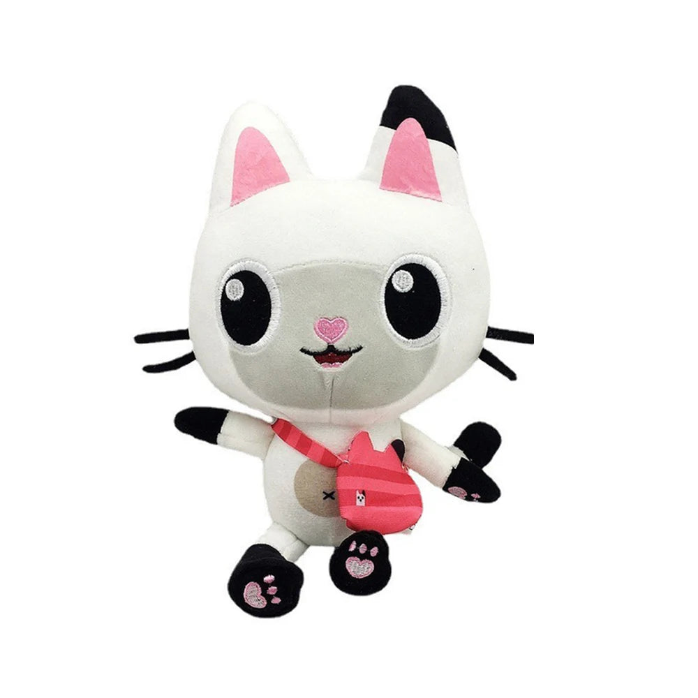 Peluche Chat Mignon avec Sac Rose et Détails Brodés