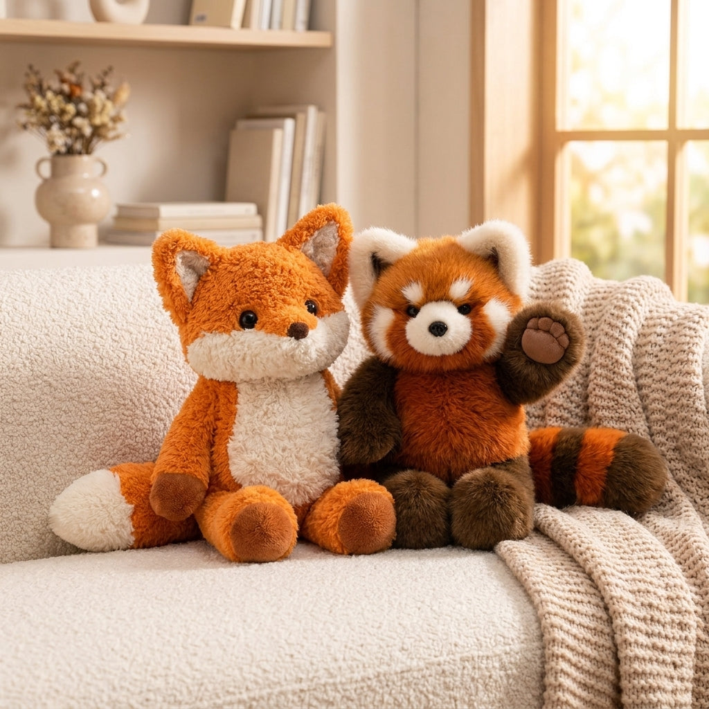 Peluche Panda Roux & Renard qui Court – Édition Duo