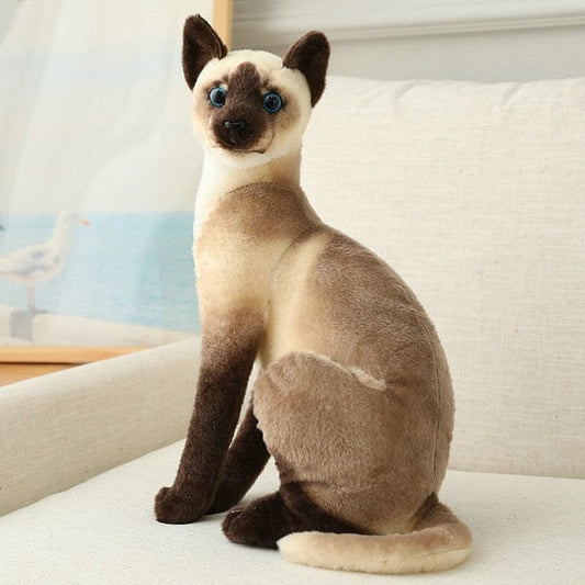 chat siamois en peluche ultra réaliste