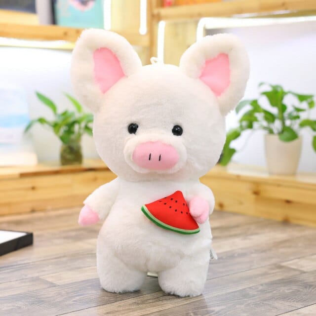 Cochon Peluche Géante - Pompom™ 28 cm / Fruit Blanc