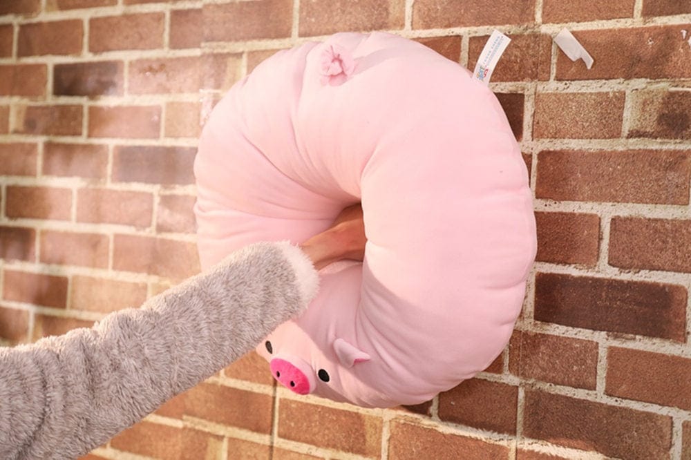 Coussin cochon au groin tout rose