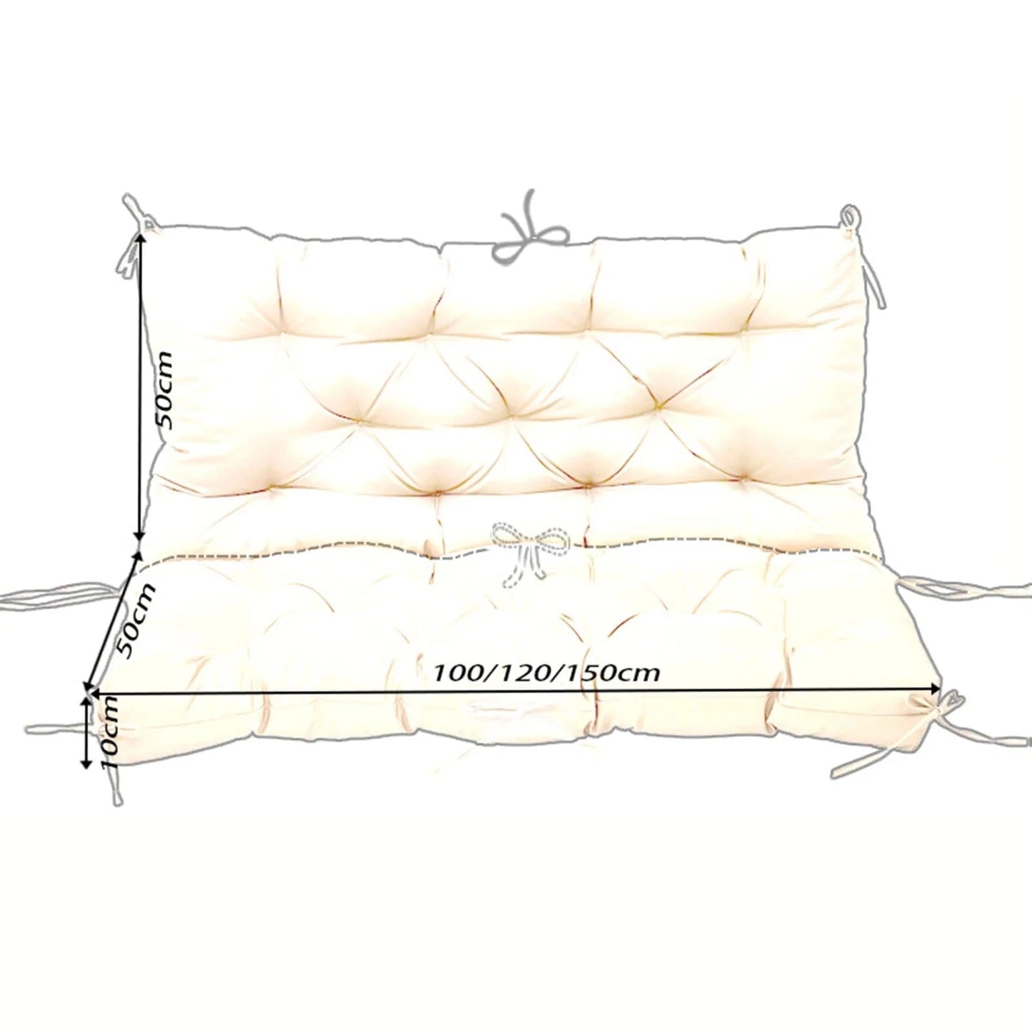 Coussin imperméable pour balançoire extérieure – 3 tailles, 8 attaches