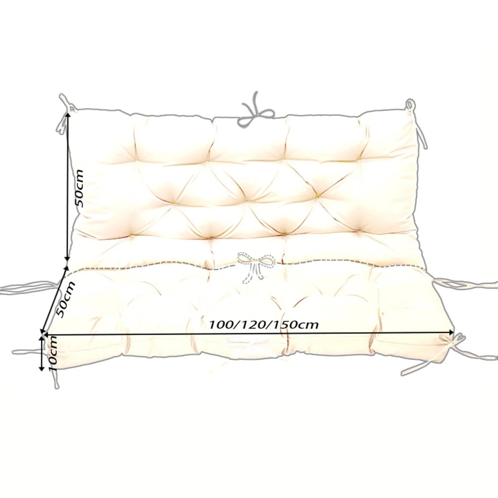 Coussin imperméable pour balançoire extérieure – 3 tailles, 8 attaches