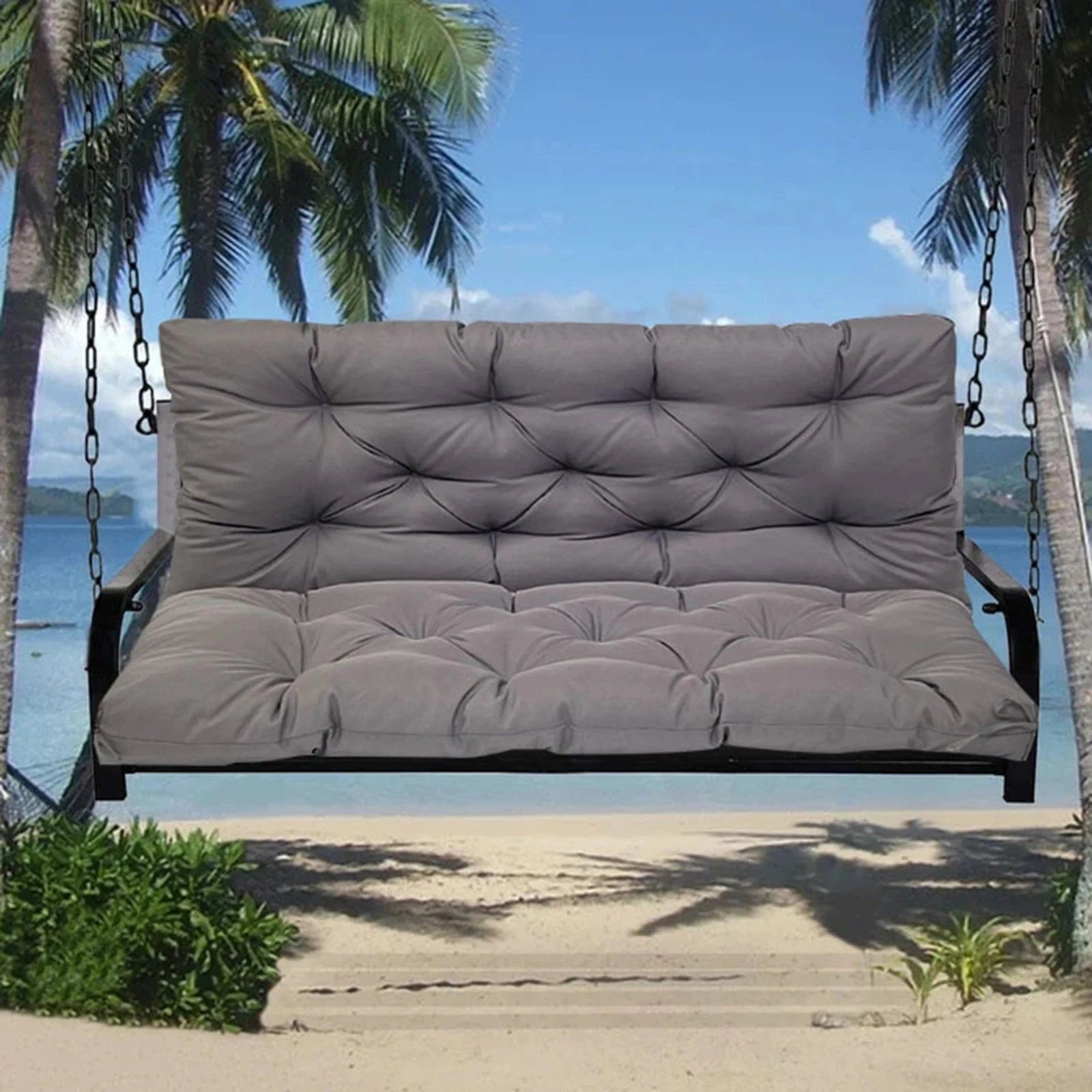 Coussin imperméable pour balançoire extérieure – 3 tailles, 8 attaches