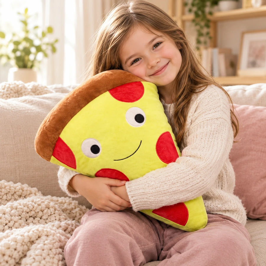 Coussin Pizza Géant 50 cm Souriant Jaune et Rouge - Utilisation du produit
