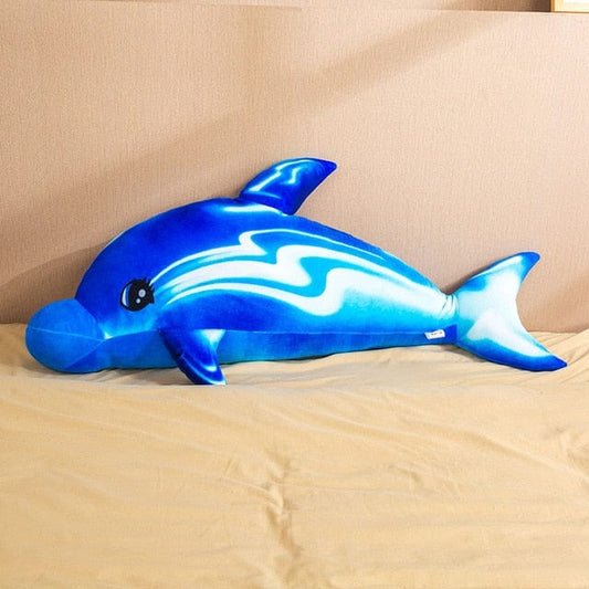 Dauphin bleu en grosse peluche xxl