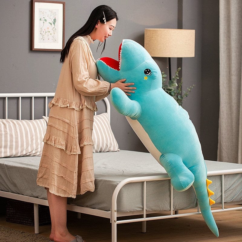 Doudou géant dinosaure bleu xxl