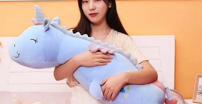 Doudou géant en licorne bleue Licorne bleue / 100 CM