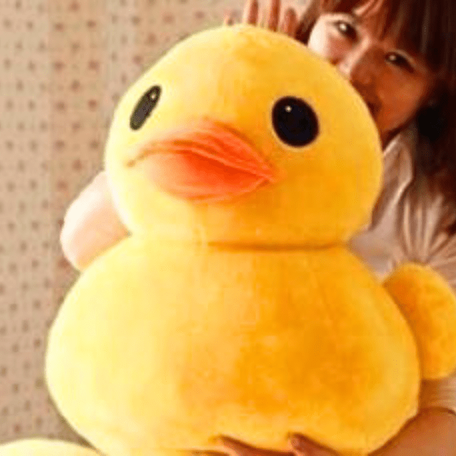 Gros canard en peluche coin coin aux grands yeux