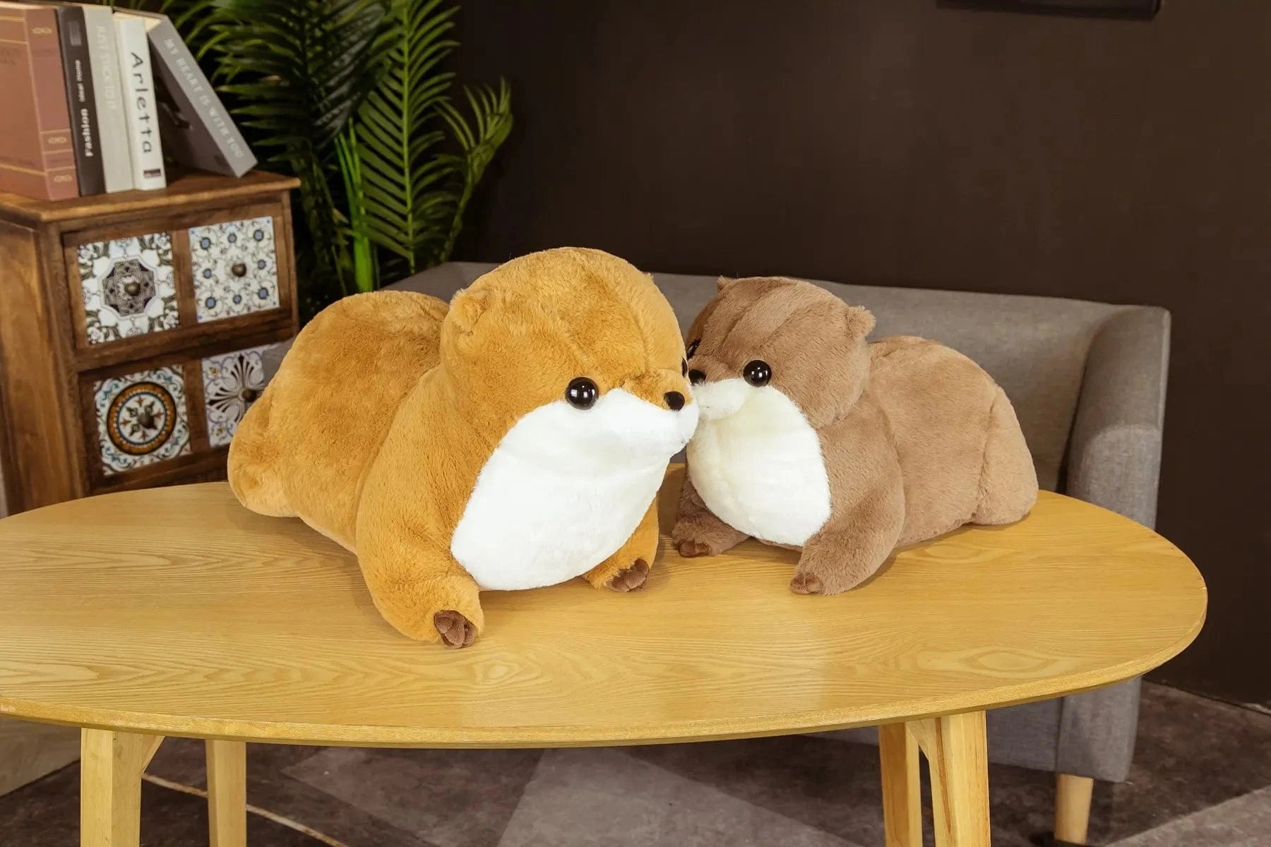 Grosse Peluche Loutre Couple / 50 cm