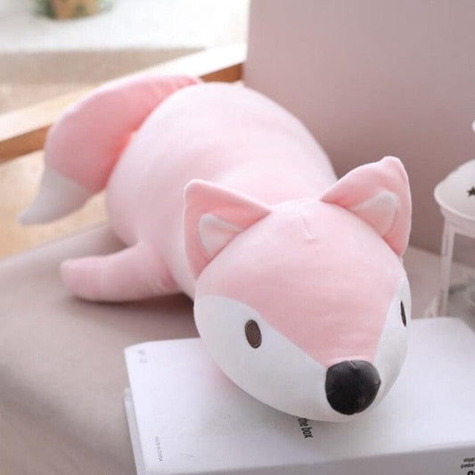 Grosse peluche rose pleine de tendresse renard