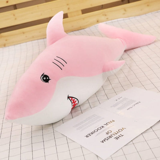 Grosse peluche rose requin ultra doux