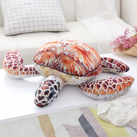 Grosse peluche tortue à pelage rouge
