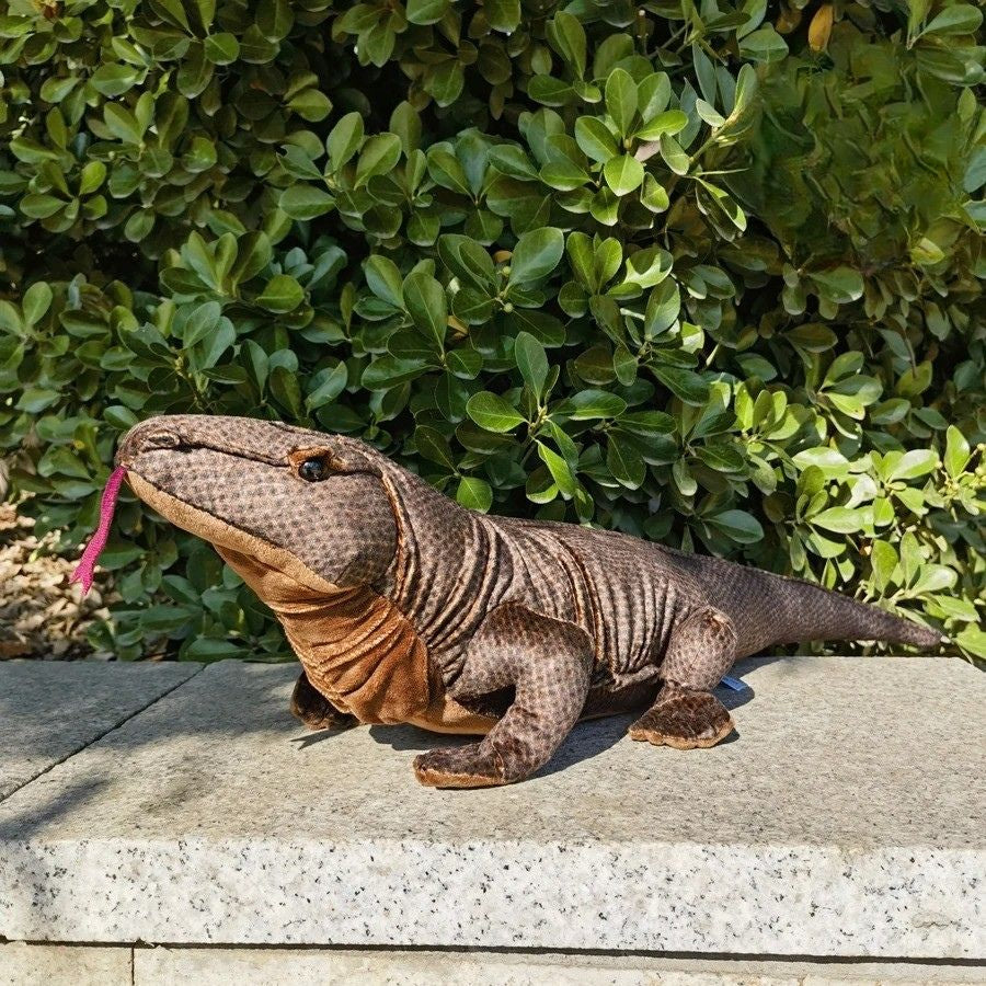 Peluche Dragon de Komodo 75 cm Réaliste Noire et Dorée