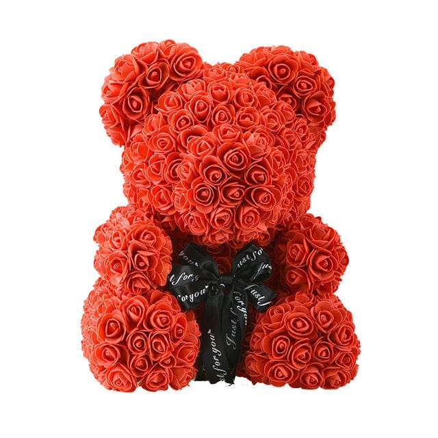 Nounours de roses artificielles rempli de tendresse