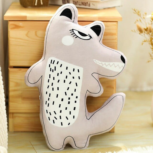 Oreiller En Peluche Loup - Patte de Brume™️ Gris