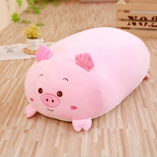 Oreiller grosse peluche cochon amical