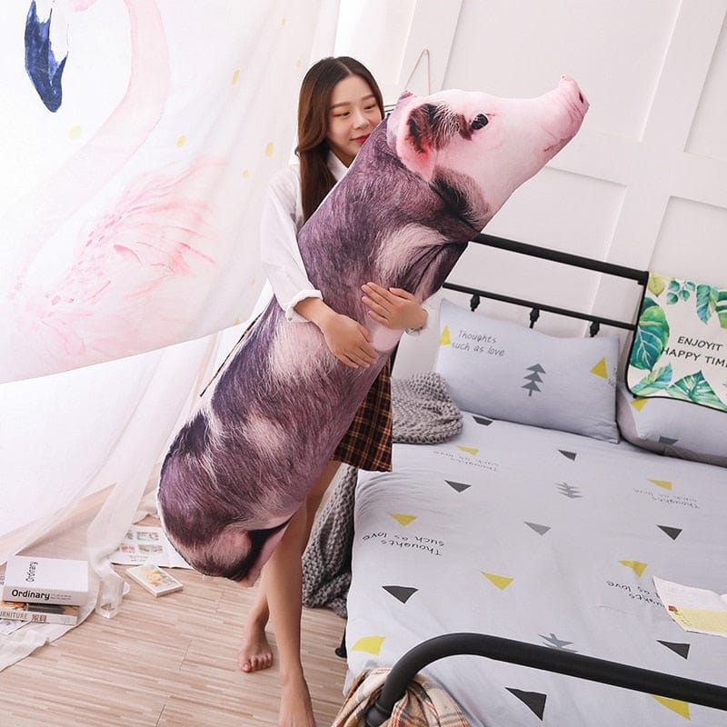 Oreiller long en forme de cochon ultra doux