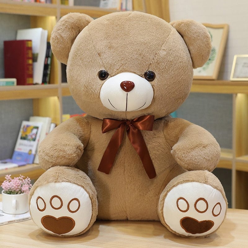 Ours en peluche coloré avec un petit nœud 35cm / Brun