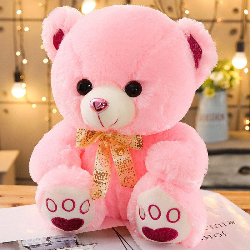 Ours en peluche coloré avec un petit nœud 35cm / Rose
