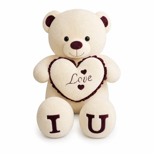 Ours en Peluche Géant avec Cœur I Love U - Fond blanc