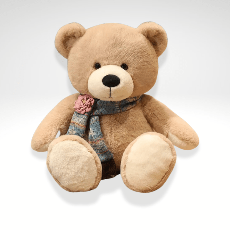 Ours en peluche géant brun avec son écharpe Blanc / 40cm