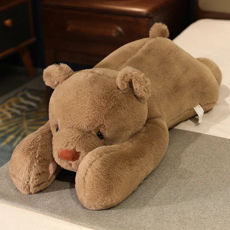 Ours en peluche géant brun et allongé 65cm