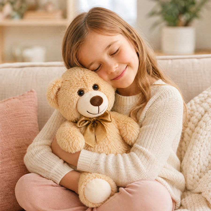 Ours en peluche nœud doré beige au regard tendre - Utilisation du produit
