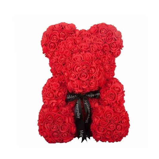 Ourson rouge en fleurs artificielles