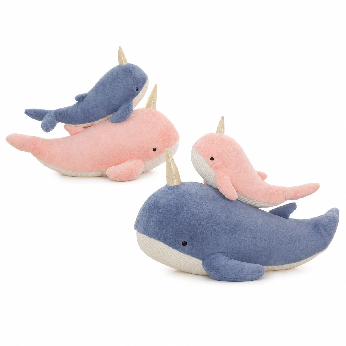 Peluche baleine géante à corne - Fond blanc