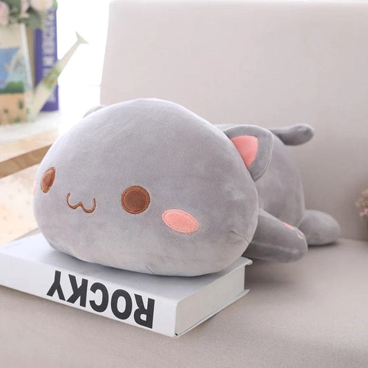 Peluche chat coloré yeux ouverts Gris / 35cm