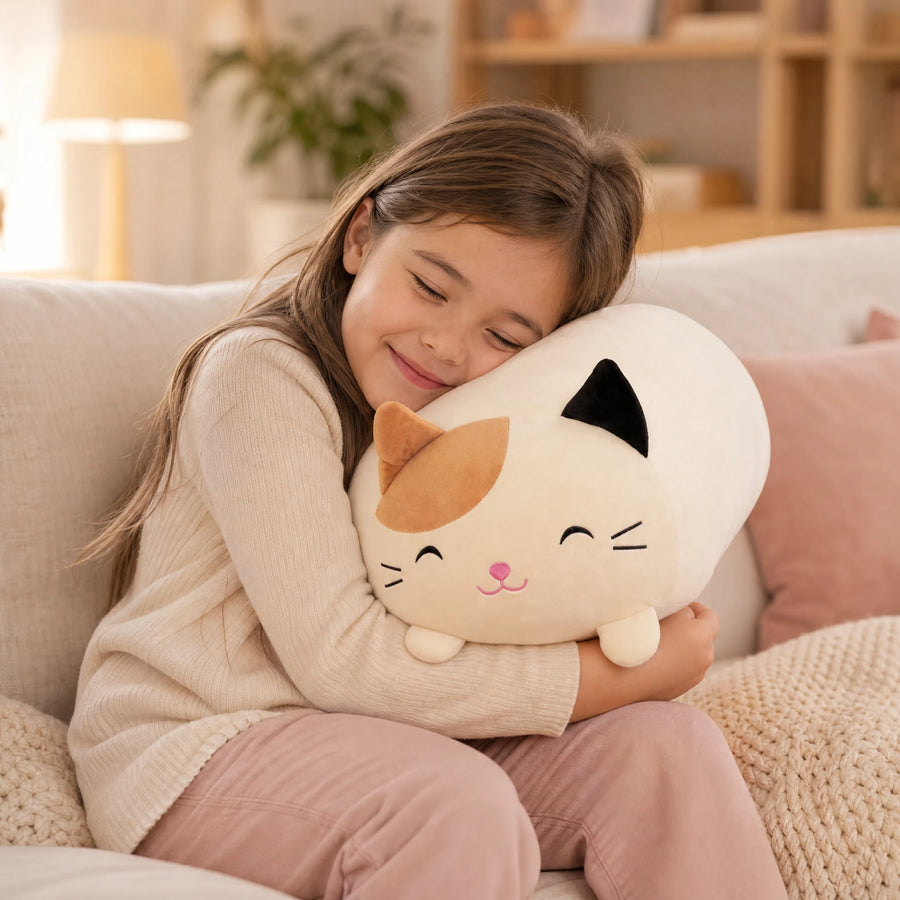 Peluche Chat Squishmallow Bicolore Beige et Blanc - Utilisation du produit