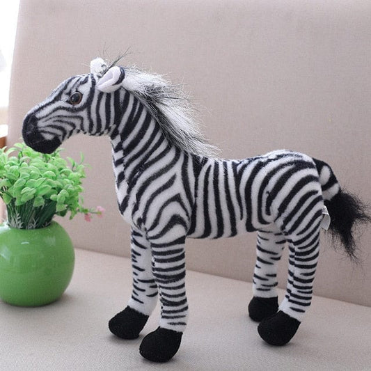 Peluche Cheval Noir Et Blanc - Zébulon™ 30 cm
