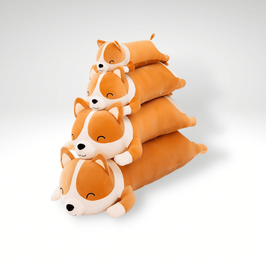 Peluche chien corgi orange