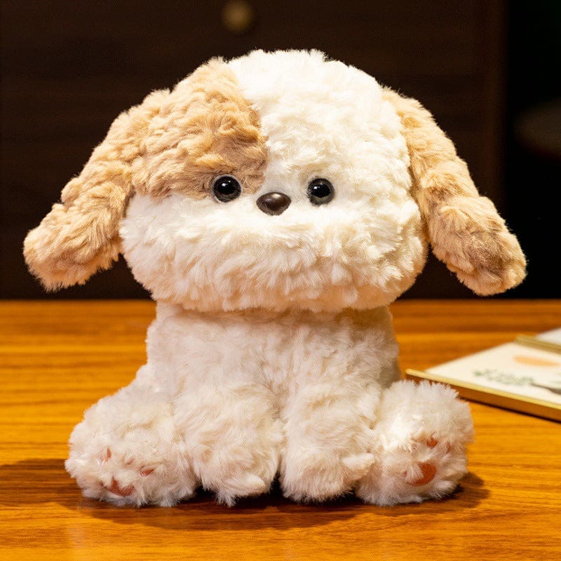 Peluche chien fourrure mignonne blanche