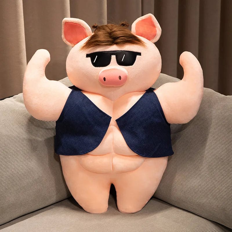 Peluche cochon bodybuildé brun