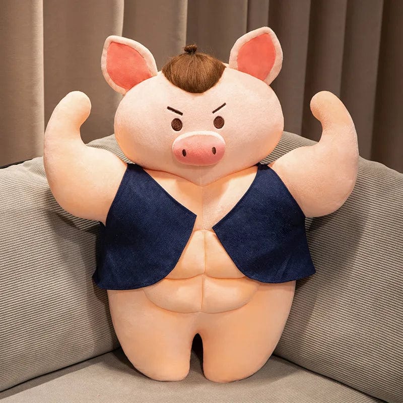 Peluche cochon bodybuildé brun